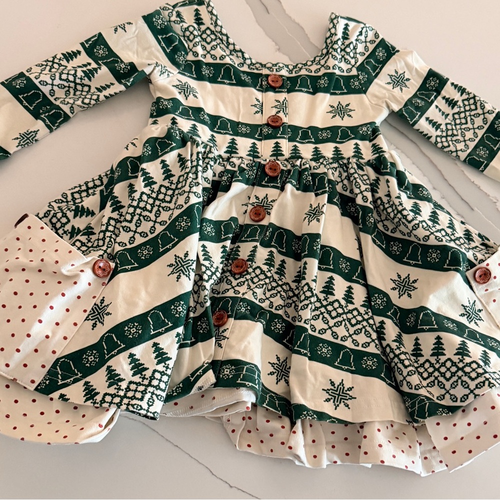 SweetHoney Green and Cream Christmas Dress